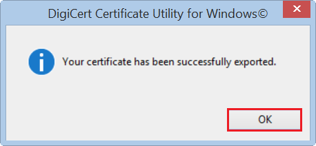 successfully exported certificate