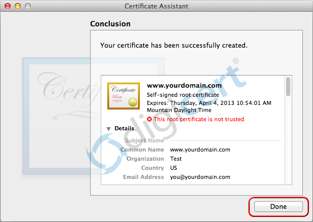 Certificate Successfully Created