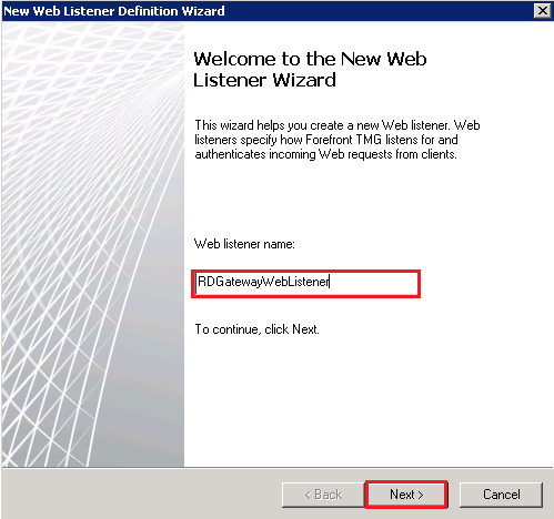 New Web Listener Definition Wizard: Welcome to the New Web Listener Wizard page