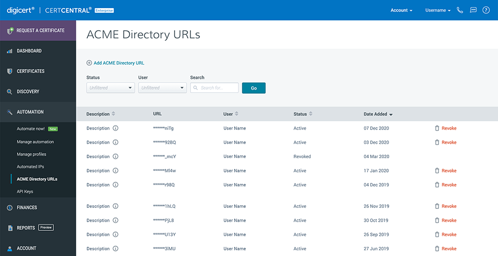 4 ACME Directory in CertCentral