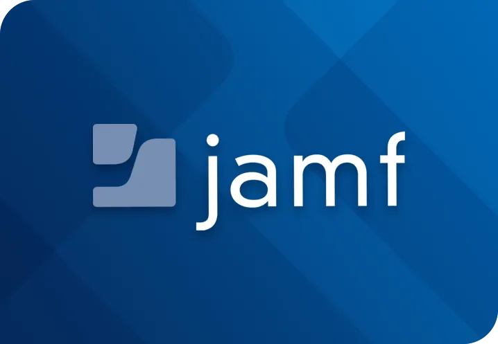 Jamf logo with square icon on blue background