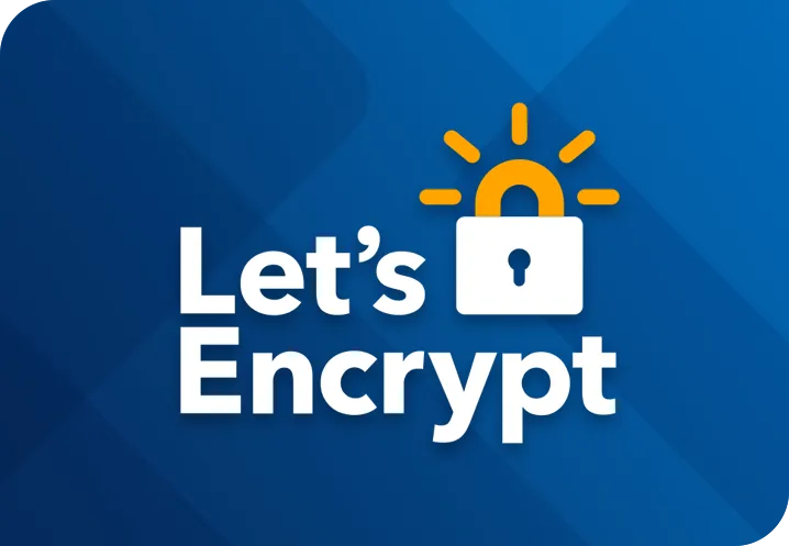 Let’s Encrypt logo with sun and padlock icon on blue background