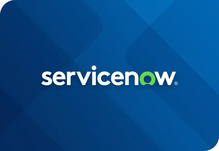 ServiceNow logo with green circular icon on blue background