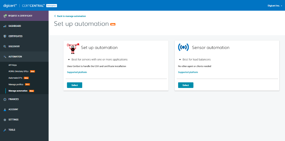 3 Automation Set Up in CertCentral