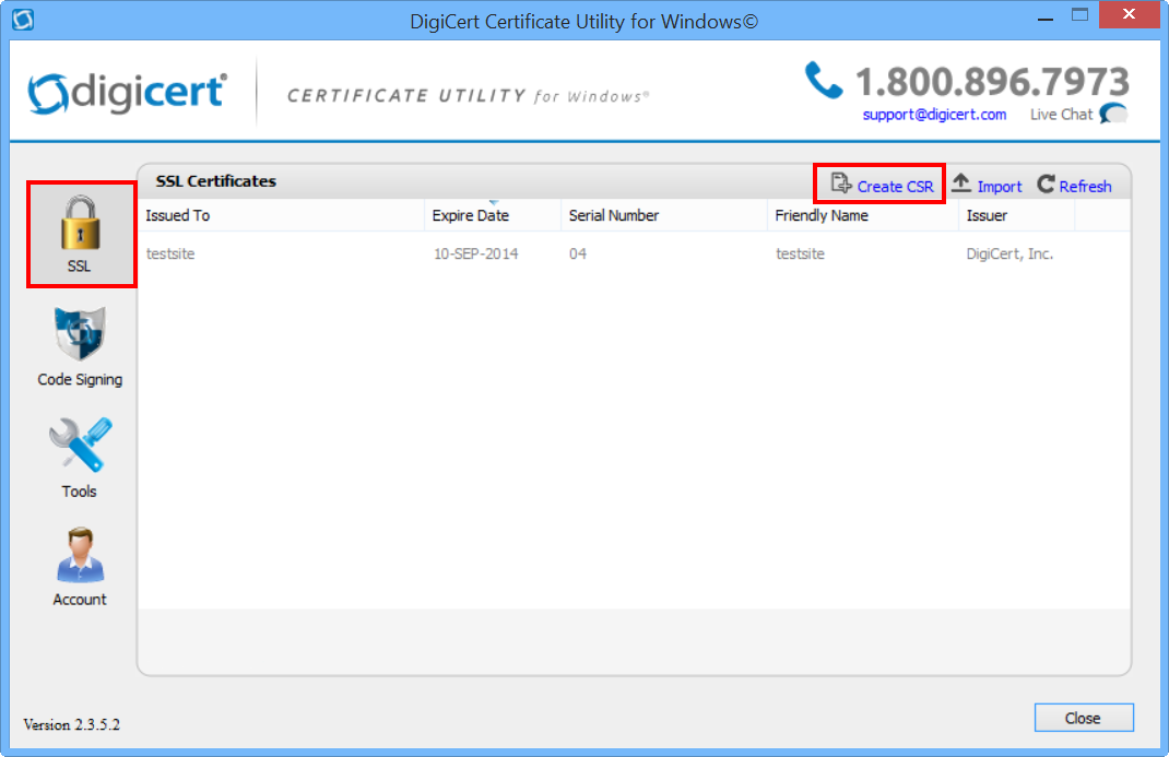 CSR Creation with DigiCert Utility