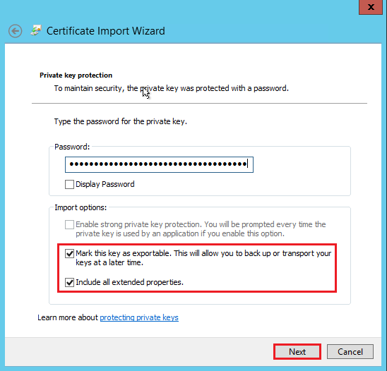 Windows Certificate Import Wizard