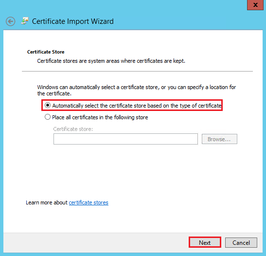 Windows Certificate Import Wizard