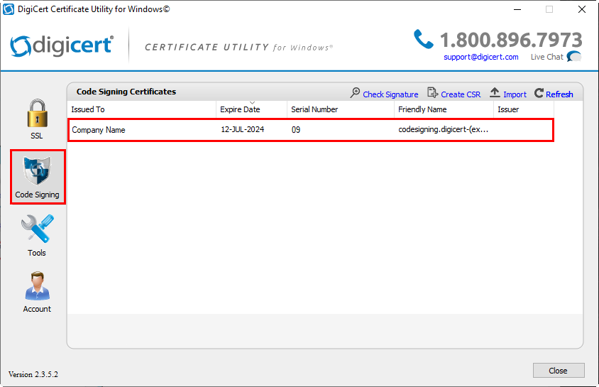 Import an SSL certificate
