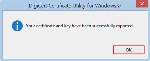 DigiCert Certificate Utility export certificate .pfx file