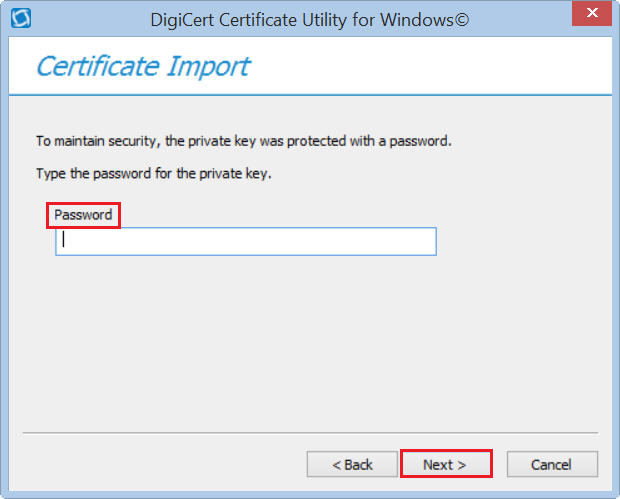 DigiCert Certificate Utility import SSL certificate