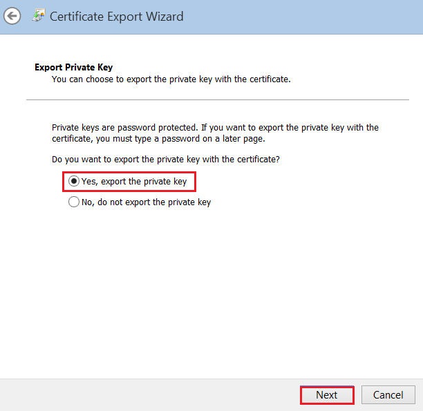 Internet Explorer - Certificate Export Wizard