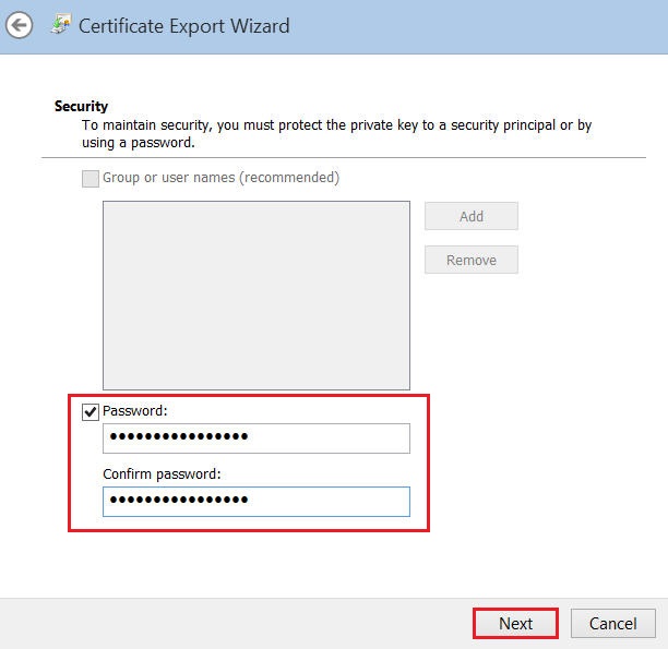 Internet Explorer - Certificate Export Wizard