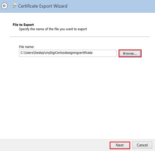 Internet Explorer - Certificate Export Wizard