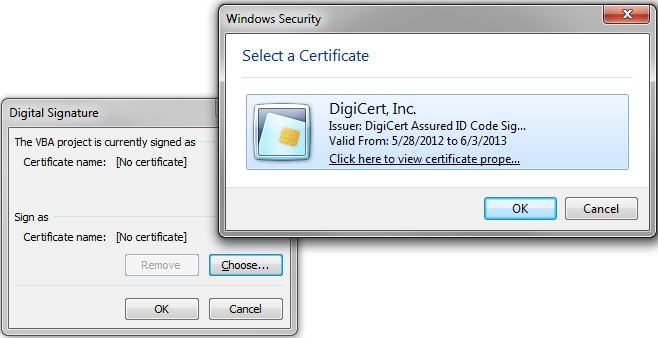 Select your Code Signing Certificate