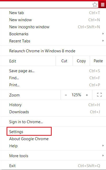 Chrome - Settings