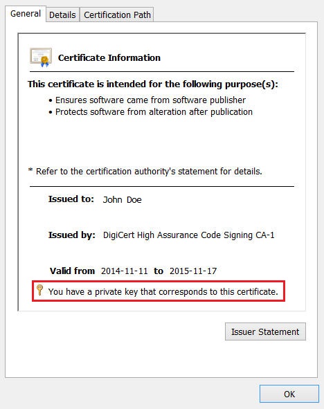 Internet Explorer - Certificates Window