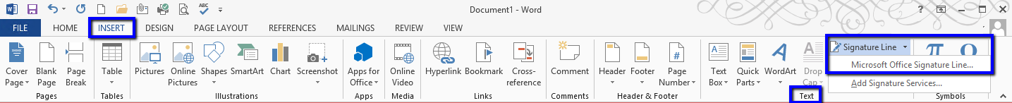 how to add a signature in word doc