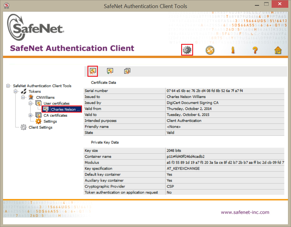 SafeNet Authentication Client, Advanced View