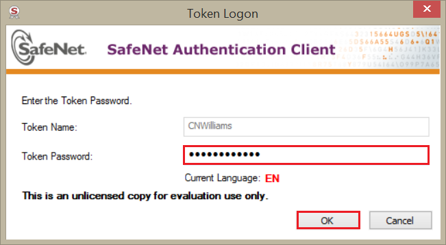 SafeNet Authentication Client, Token Logon