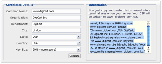 In need of Word Il SSL Certificate CSR Creation - Java Server