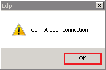 Cannot open connection message