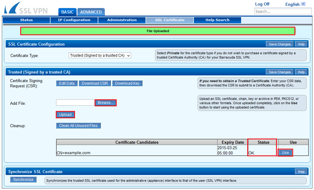 Barracuda SSL Certificate Installation