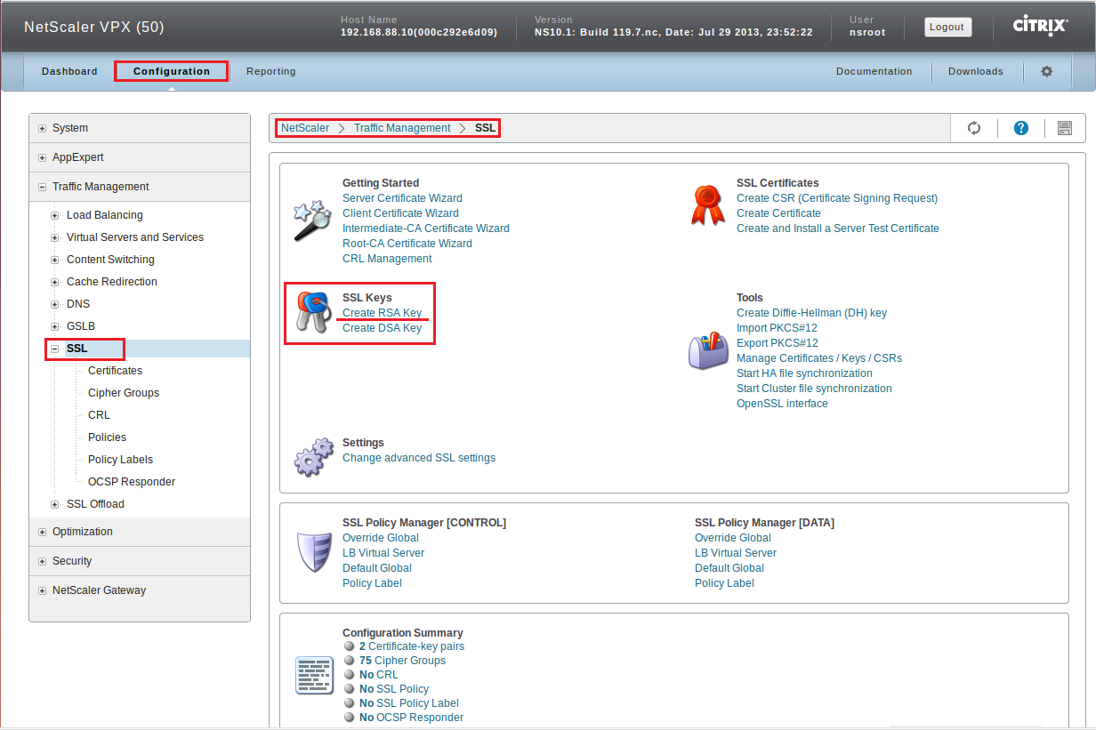 NetScaler VPX Console 10.1