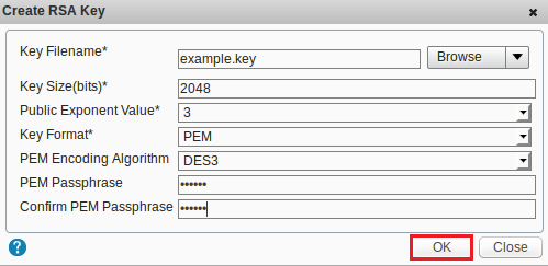 NetScaler VPX Create RSA Key
