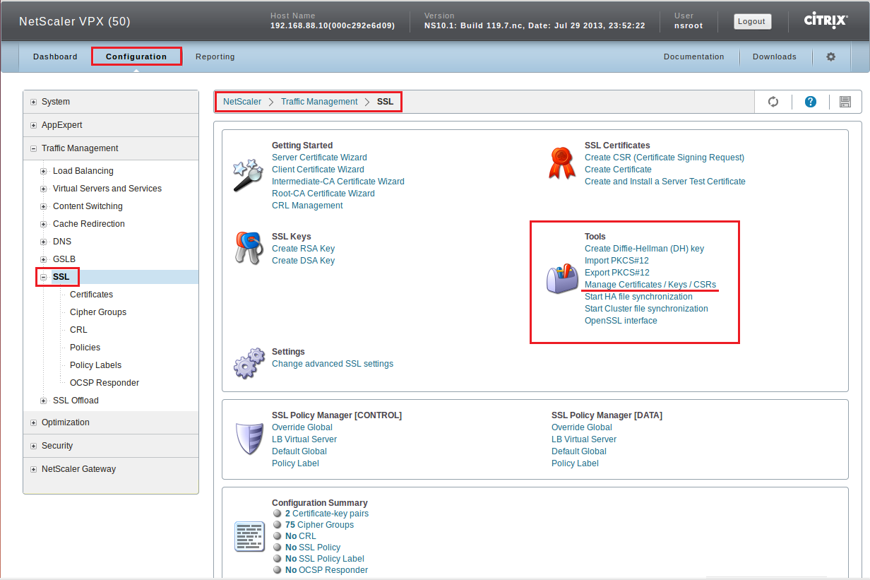 NetScaler VPX Console 10.1