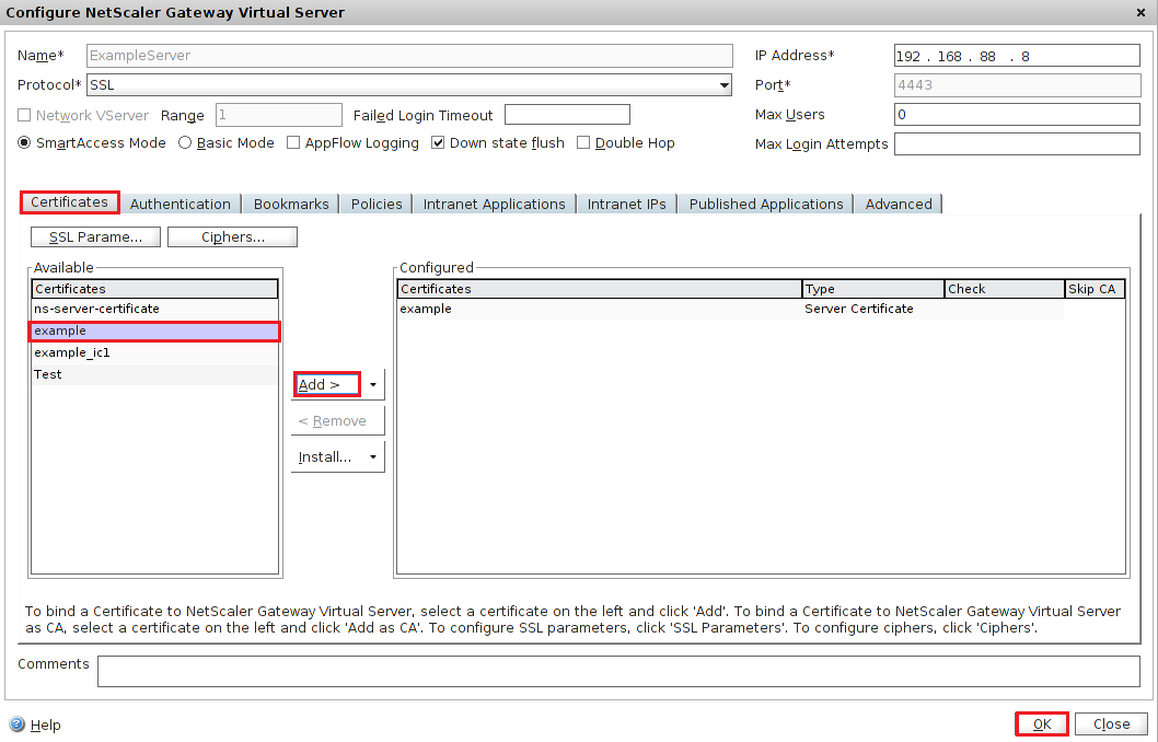 NetScaler VPX Configure NetScaler Gateway Virtual Server