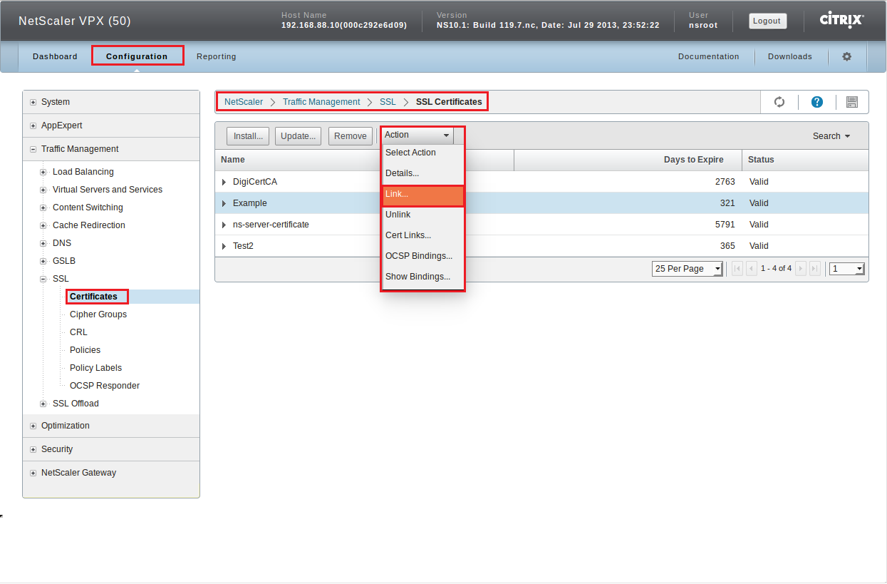 NetScaler VPX Console 10.1