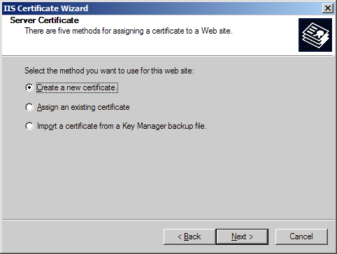 IIS Create a new Certificate