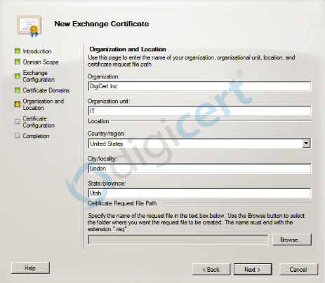 Exchange 2010 New Exchange Certificate Details