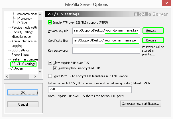 Filezilla export server settings particle workbench