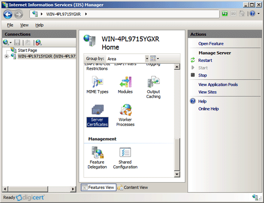 IIS 7 Security Certificates