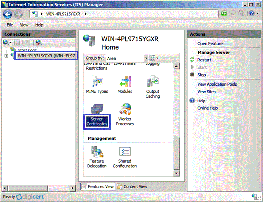 IIS 7 Server Certificates