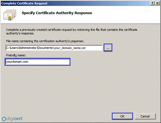 IIS 7 Complete Certificate Request