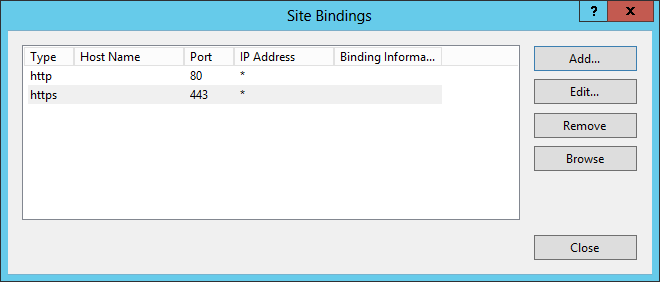 IIS Site Bindings Window (Configured)