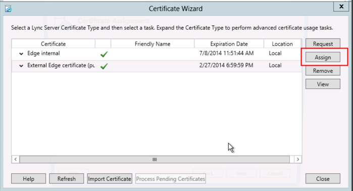 Lync Server 2013 SSL Certificate