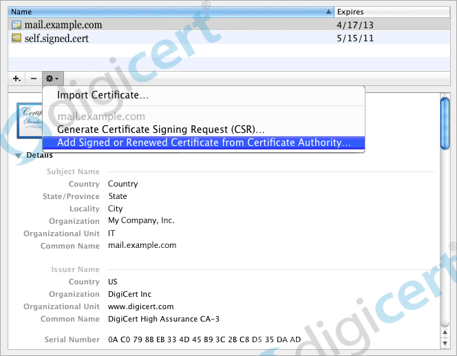 Mac OS X Add Signed or Renewed SSL Certificate