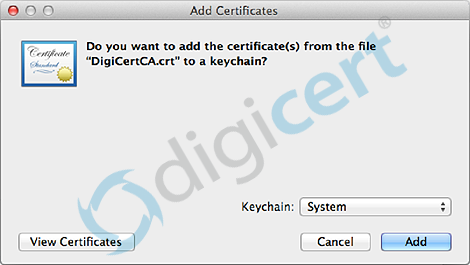 Mac OS X Import Intermediate Certificate to System Keychain