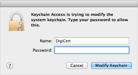 Authenticate details to Modify Keychain