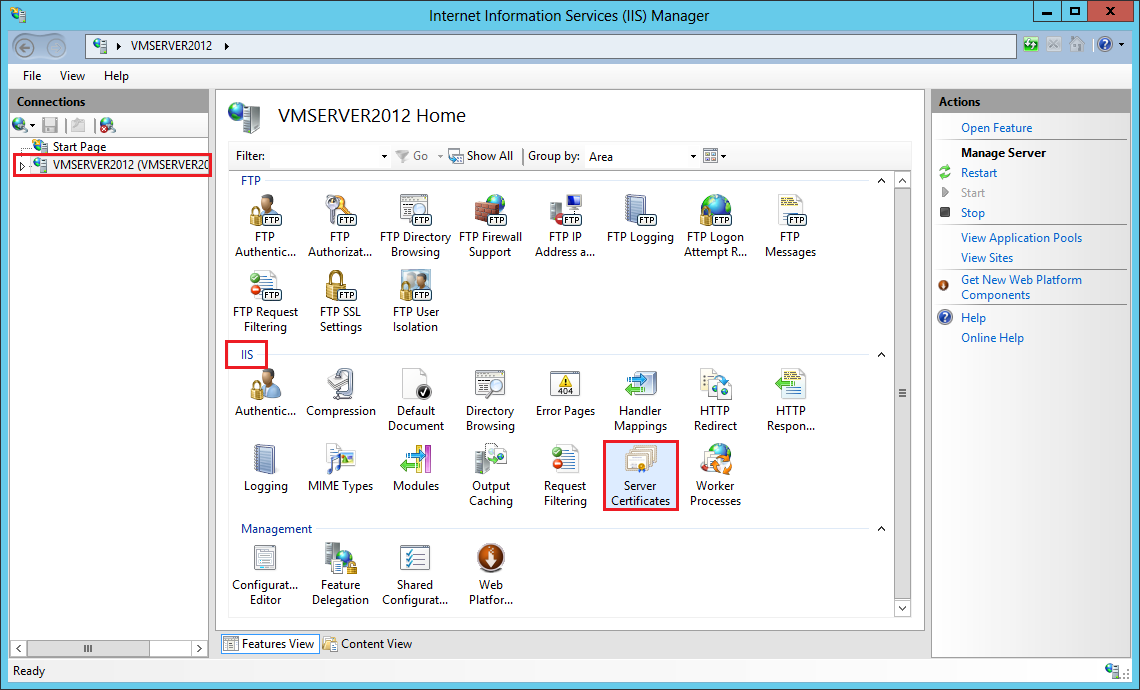 IIS 8/8.5 Internet Information Services (IIS) Manager
