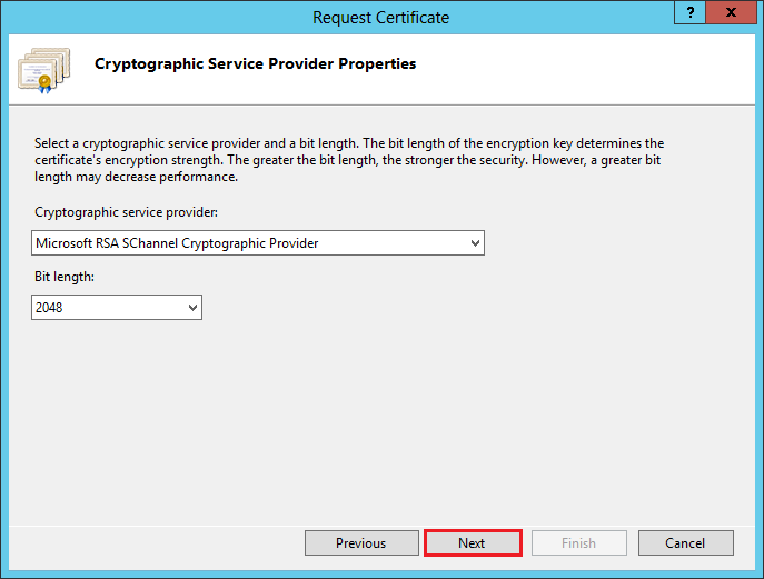 IIS 8/8.5 Internet Information Services (IIS) Manager - Certificate Import wizard - Cryptographic Service Provider Properties