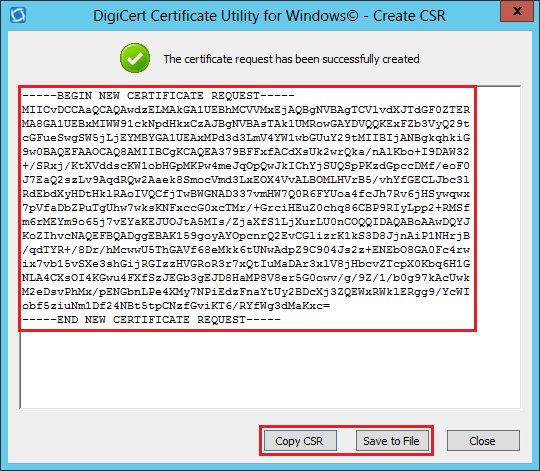DigiCert Certificate Utility for Windows® - Create CSR