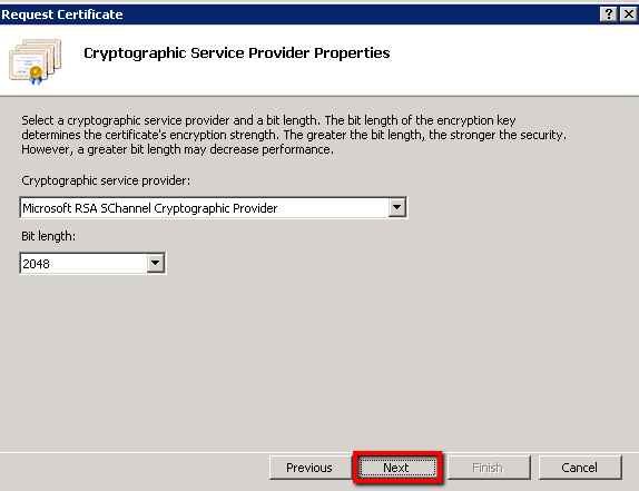 IIS 7 Cryptographic Service Provider Properties