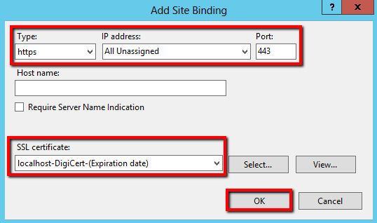 IIS 8 add site binding window
