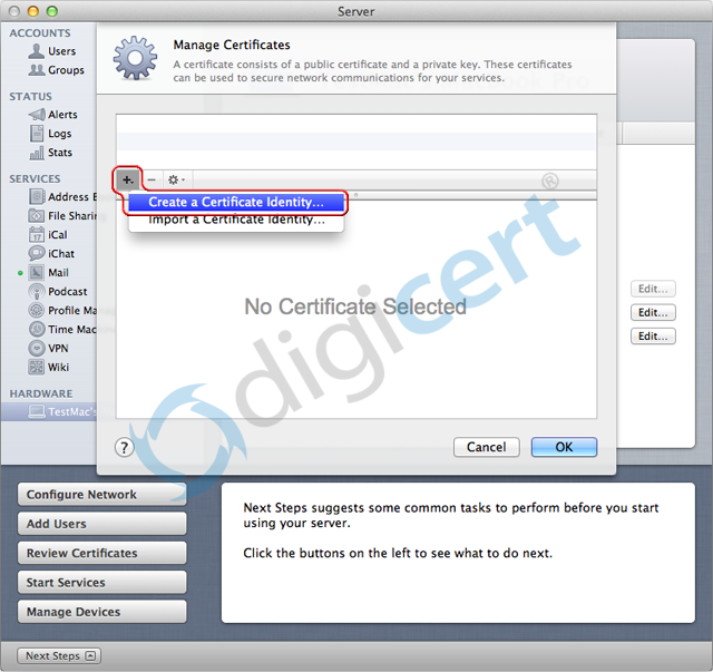 Mac Lion Server 10.7 Create Identity