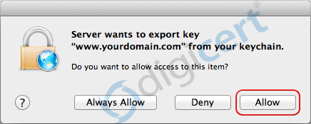 Export Key, click Allow