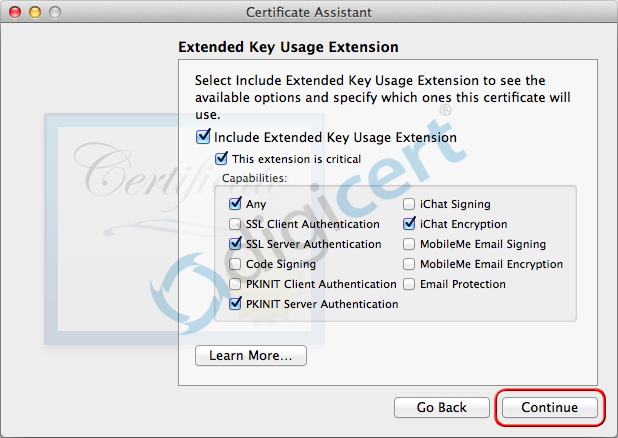 Include Extended Key Usage